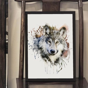 Printable Watercolor Wolf Head Portrait Wolf Decor Affordable Art With Wolves Watercolor Painting Wolf poster Forest Animal Wildlife Fauna image 7