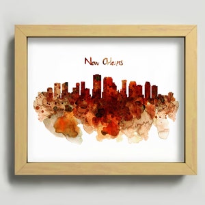 New Orleans Aquarell Stadt Skyline Printable New Orleans Abstrakte Minimalistische Wandkunst Urban Decor Louisiana New Orleans Liebhaber Geschenkidee Bild 6