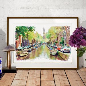 Amsterdam Canal INSTANT DOWNLOAD Watercolor Painting | Etsy