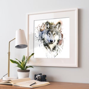 Printable Watercolor Wolf Head Portrait Wolf Decor Affordable Art With Wolves Watercolor Painting Wolf poster Forest Animal Wildlife Fauna image 4