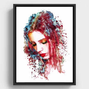 emotionales Aquarell Mädchen Porträt, weinende Frau Wand Kunst Druck, trauriges Gesicht Kunstwerk, druckbare Trauer Dekor, Ingwer Mädchen Illustration