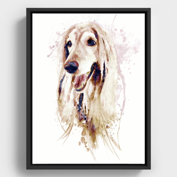 Printable Afghan Hound Dog Watercolor Portrait, Downloadable Pet Painting, Afghan Hound Lovers, Furry Dog Breed, Instant Download Gift Ideas
