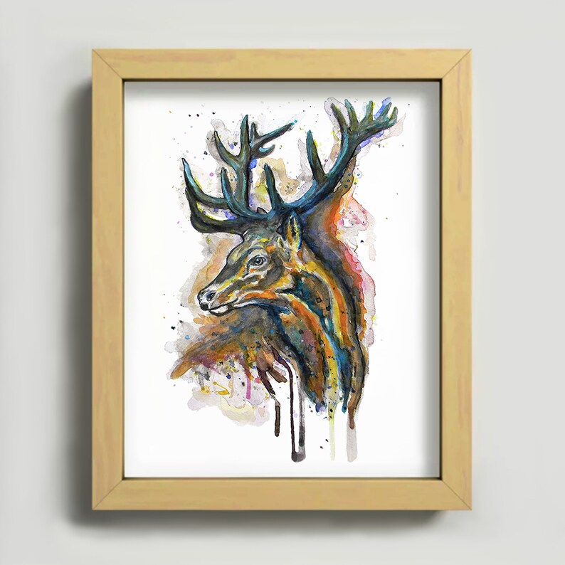 Elk Profile Watercolor Painting, Elk Portrait, Instant Download, Elk Head, Printable Animal Art, Wildlife, Wall Art, Gift Idea, Deer Lover image 10