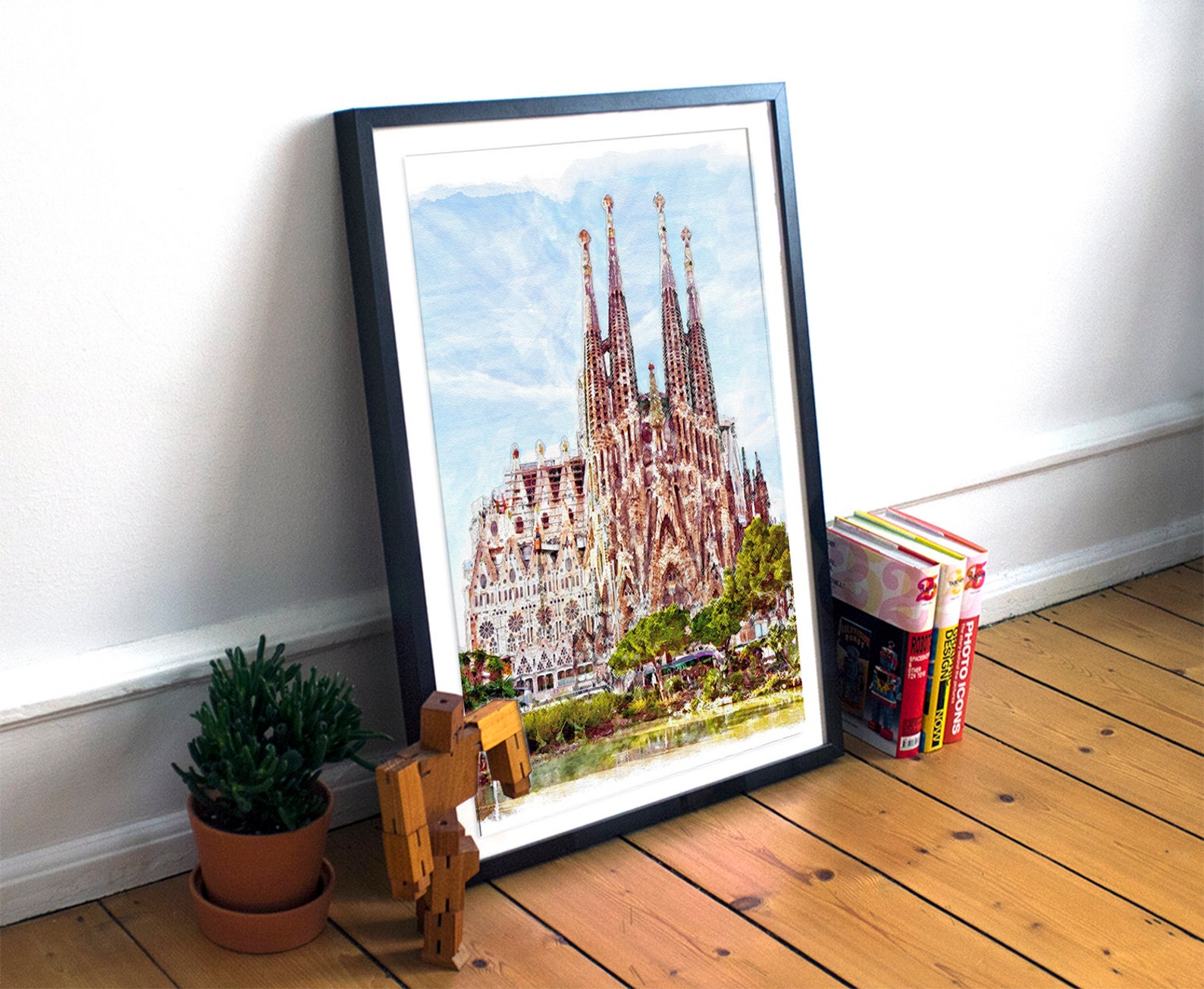 Sagrada Familia Watercolor Painting Gaudi Cathedral Wall - Etsy