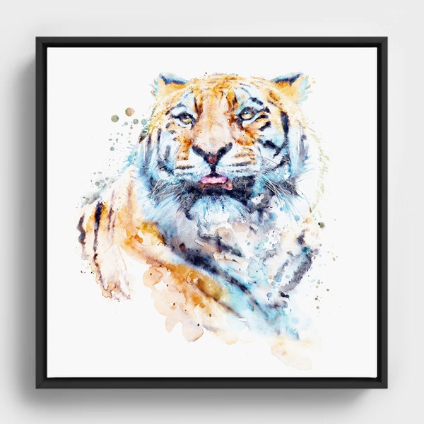 Siberian Tiger Printable Watercolor Portrait Feline Decor Wildlife Big Cat Above Bed Wall Art Bedroom Painting Tiger Lover Gift Idea