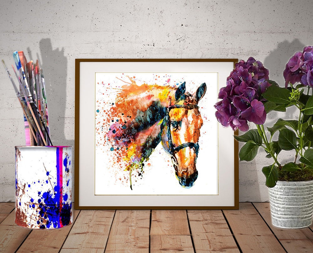 Horse Head INSTANT DOWNLOAD Watercolor painting Colorful Etsy