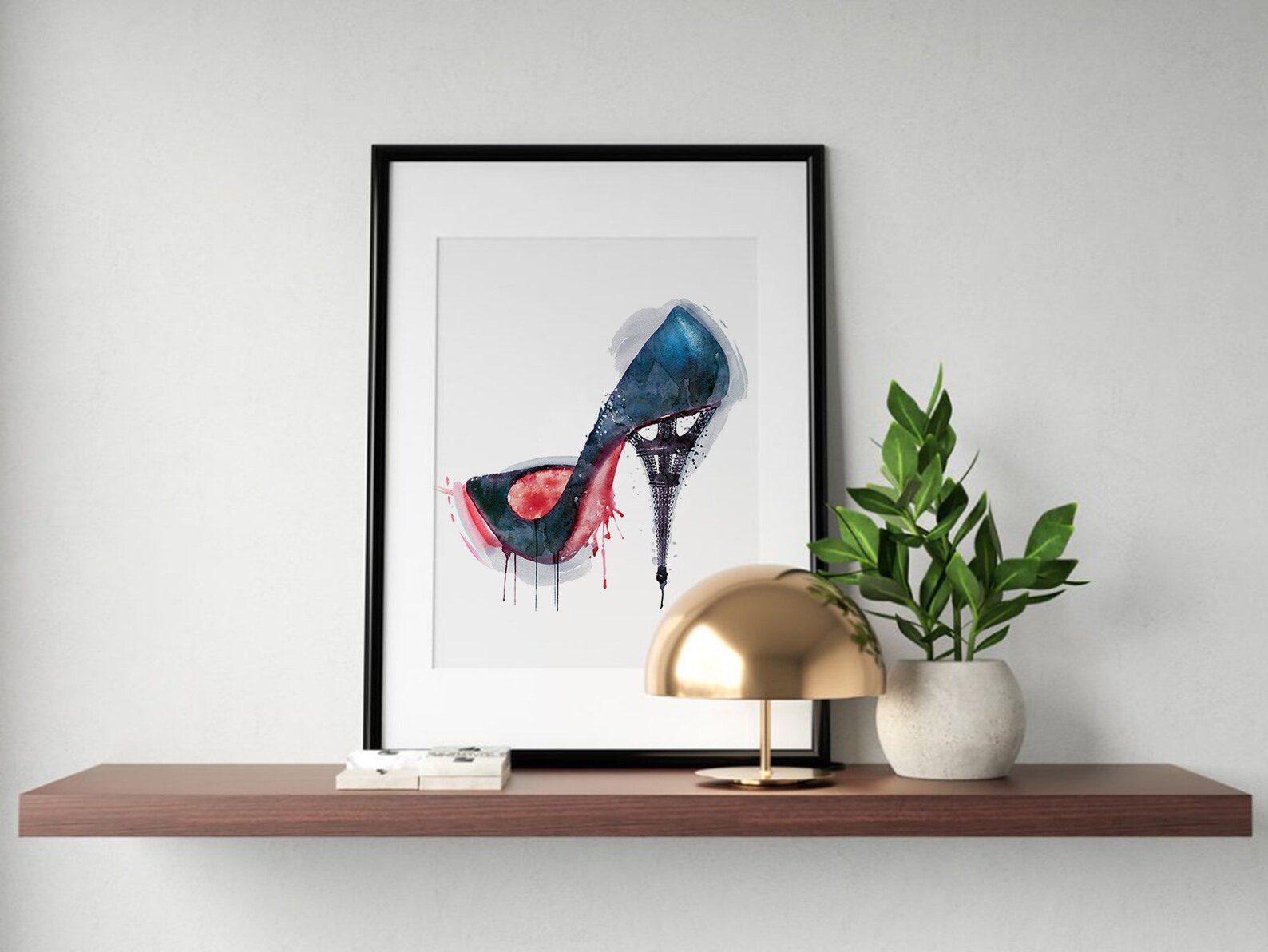 Eiffel Tower High Heel Shoe Watercolor Painting Instant | Etsy