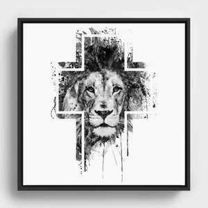 Lion of Judah Watercolor: Black and White Christian Wall Art (Digital Download)
