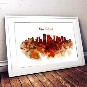 New Orleans Aquarell Stadt Skyline Printable New Orleans Abstrakte Minimalistische Wandkunst Urban Decor Louisiana New Orleans Liebhaber Geschenkidee Bild 8