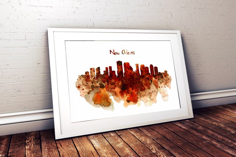 New Orleans Aquarell Stadt Skyline Printable New Orleans Abstrakte Minimalistische Wandkunst Urban Decor Louisiana New Orleans Liebhaber Geschenkidee Bild 8