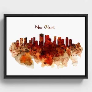 New Orleans Aquarell Stadt Skyline Printable New Orleans Abstrakte Minimalistische Wandkunst Urban Decor Louisiana New Orleans Liebhaber Geschenkidee Bild 1