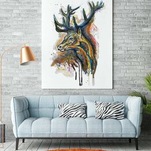 Elk Profile Watercolor Painting, Elk Portrait, Instant Download, Elk Head, Printable Animal Art, Wildlife, Wall Art, Gift Idea, Deer Lover image 5