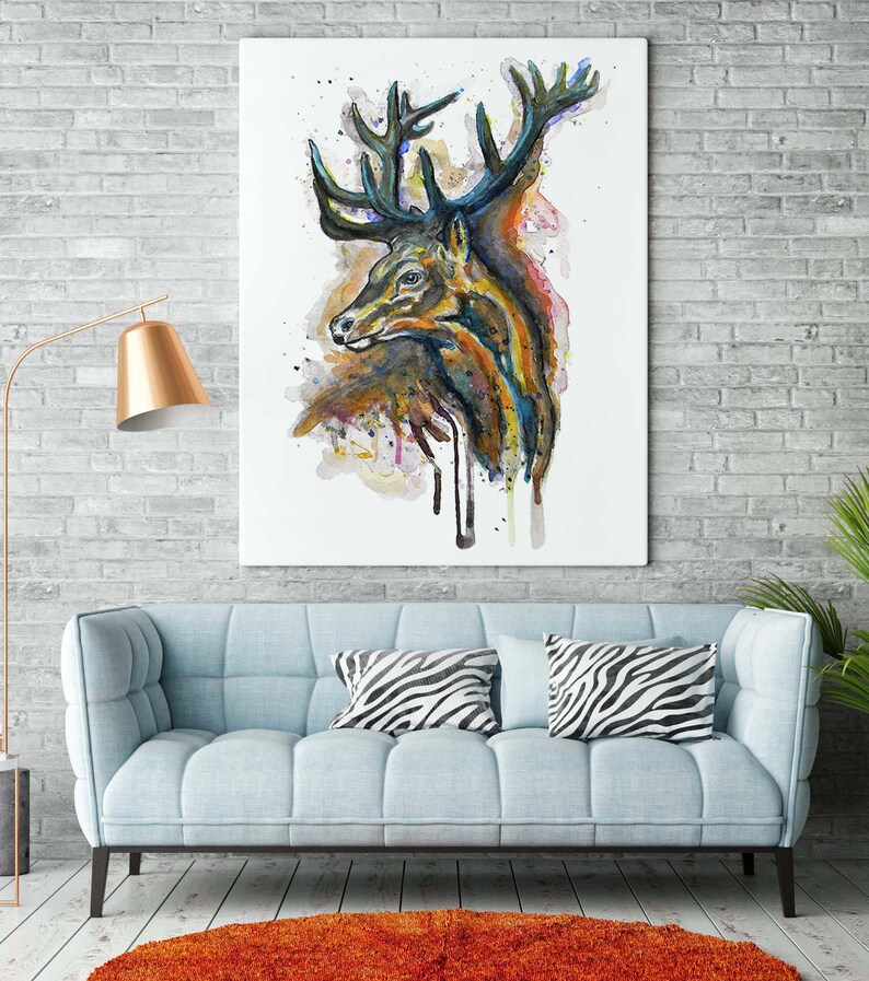 Elk Profile Watercolor Painting, Elk Portrait, Instant Download, Elk Head, Printable Animal Art, Wildlife, Wall Art, Gift Idea, Deer Lover image 5