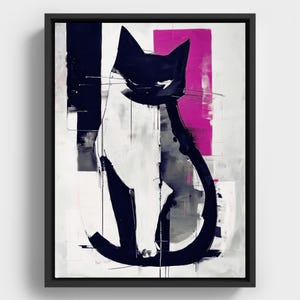 Abstract Cat Art Print: Bold Minimalist Black and White (Digital Download