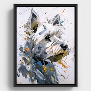 Westie Dog Portrait Print, Colorful Terrier Art, Abstract Dog Wall Decor, Vibrant West Highland White Dog, Printable Pet Painting