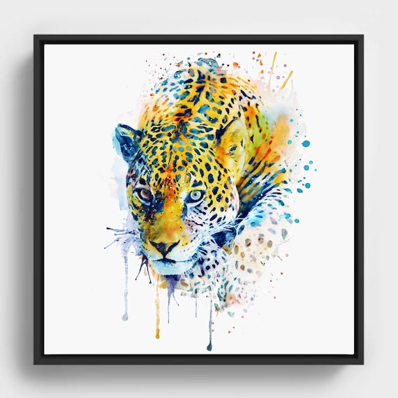 Lurking Leopard Watercolor Painting, Printable Watercolor Gift