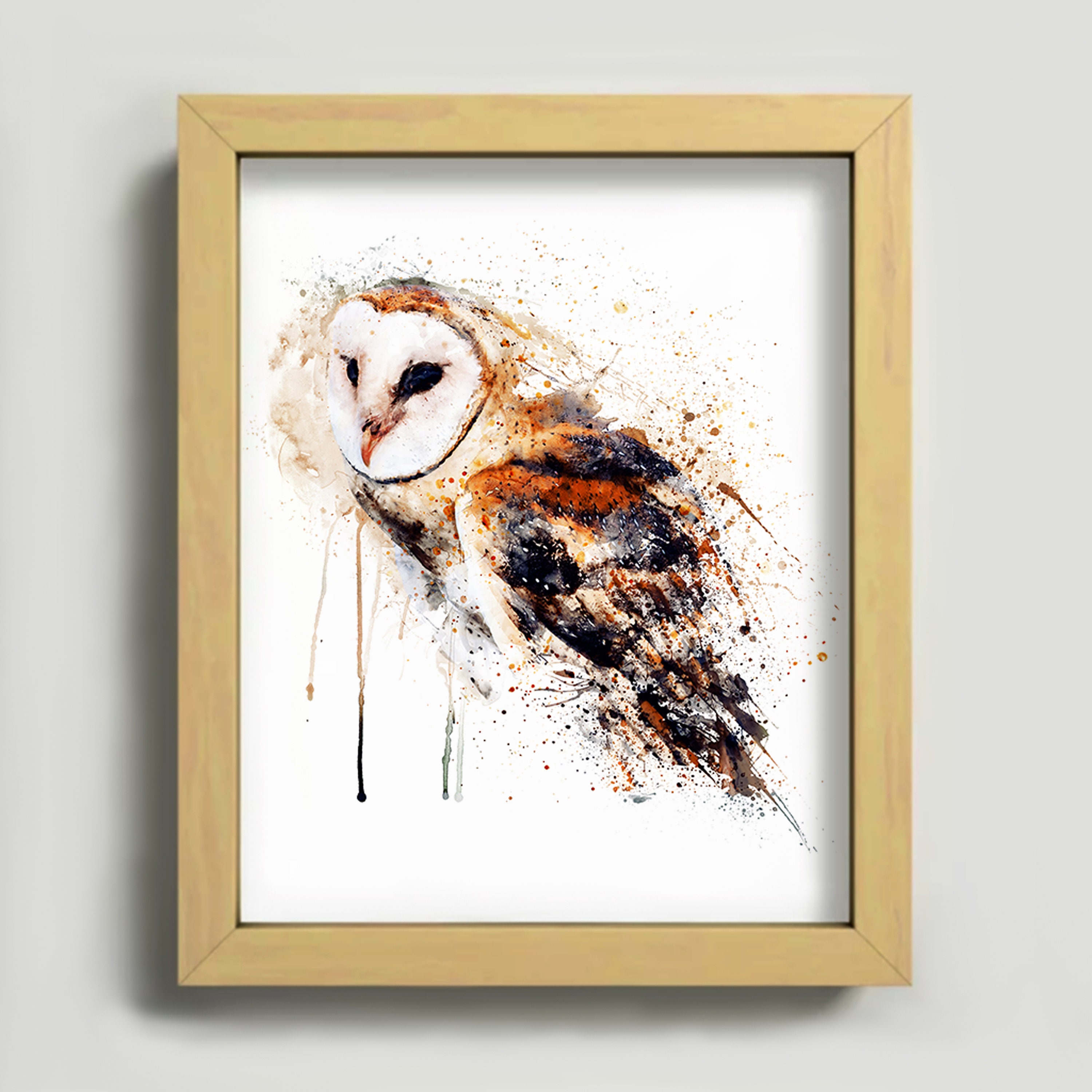 Barn Owl Watercolor Painting Downloadable Art Bird Wall - Etsy