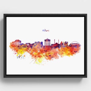 Athen Skyline Aquarell: Bunte Griechenland Stadtansicht (Digital Download)