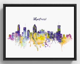 Montreal Skyline Watercolor Painting Printable Montreal Wall Art Living Room Urban Decor Above Bed Art Gift Idea for Dad Montreal Lover Gift