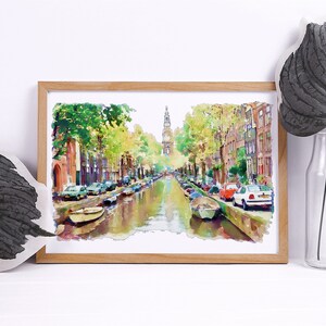 Amsterdam Canal, INSTANT DOWNLOAD, Watercolor Painting, Downloadable ...