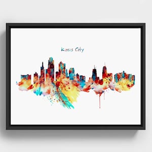 Kansas City Skyline Watercolor Art Print: Modern Cityscape (Digital Download)