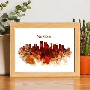 New Orleans Aquarell Stadt Skyline Printable New Orleans Abstrakte Minimalistische Wandkunst Urban Decor Louisiana New Orleans Liebhaber Geschenkidee Bild 10