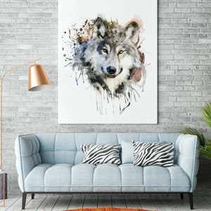 Printable Watercolor Wolf Head Portrait Wolf Decor Affordable Art With Wolves Watercolor Painting Wolf poster Forest Animal Wildlife Fauna image 5