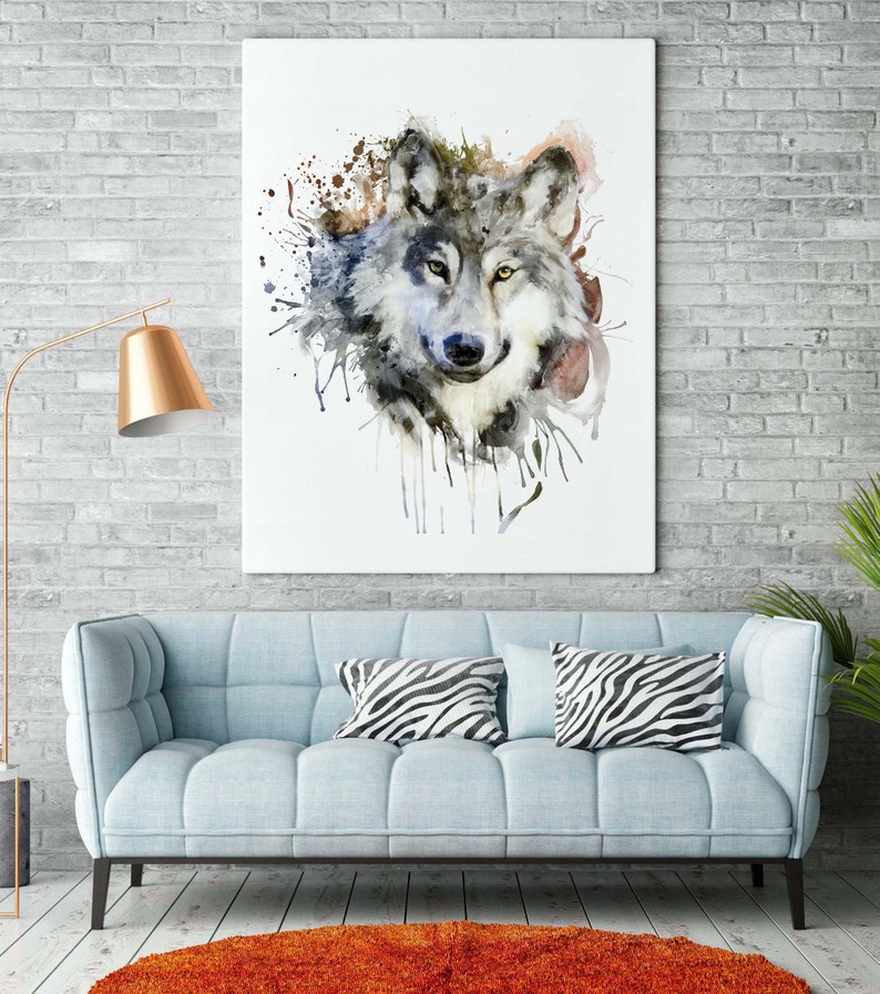 Printable Watercolor Wolf Head Portrait Wolf Decor Affordable Art With Wolves Watercolor Painting Wolf poster Forest Animal Wildlife Fauna image 5