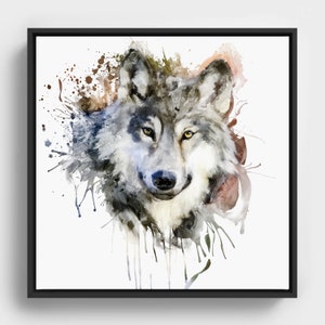 Printable Watercolor Wolf Head Portrait Wolf Decor Affordable Art With Wolves Watercolor Painting Wolf poster Forest Animal Wildlife Fauna image 1