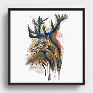 Elk Profile Watercolor Painting, Elk Portrait, Instant Download, Elk Head, Printable Animal Art, Wildlife, Wall Art, Gift Idea, Deer Lover image 1