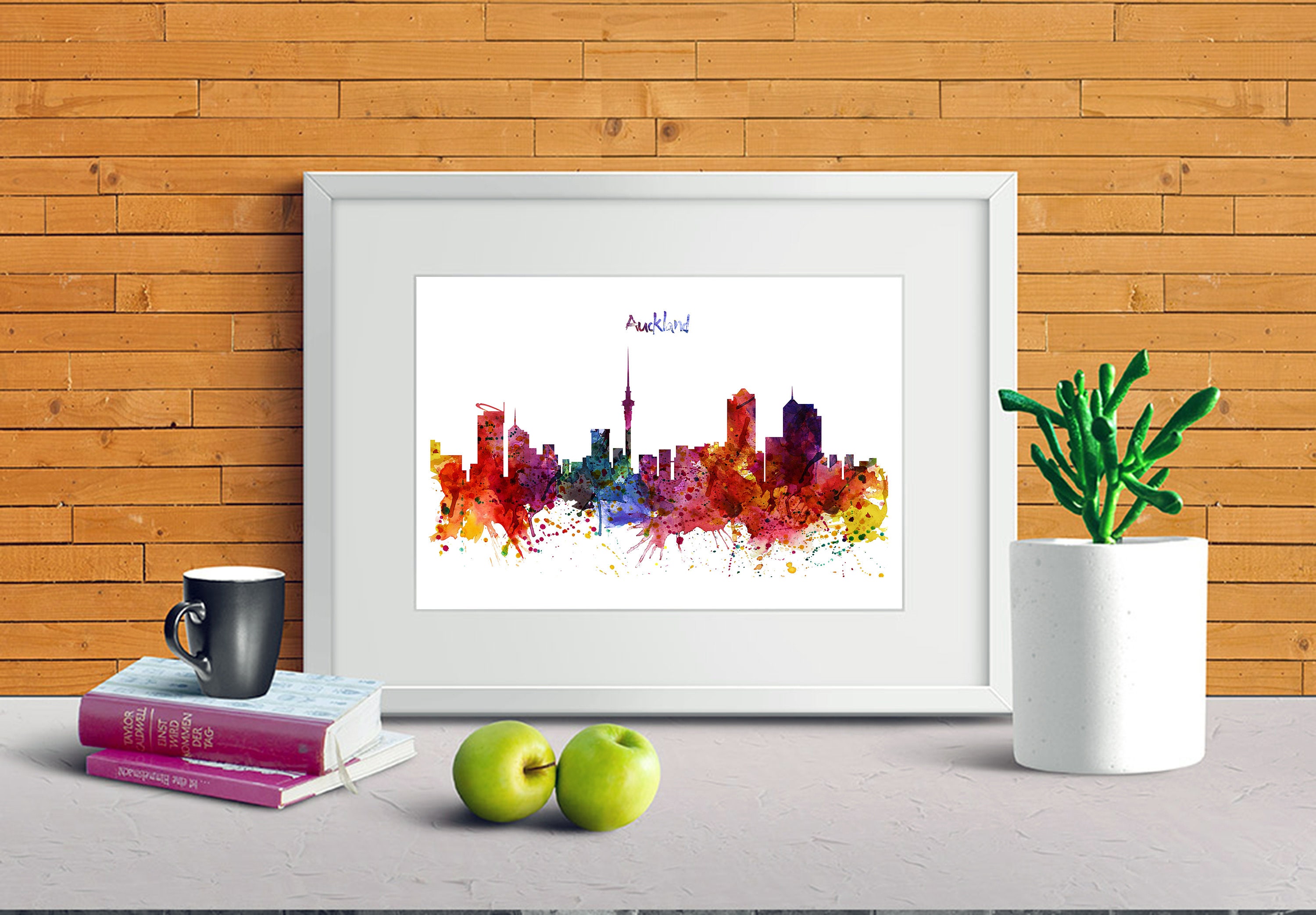 Auckland Watercolour Skyline New Zealand Printable - Etsy