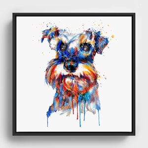 Miniature Schnauzer Watercolor Print: Colorful Dog Portrait (Instant Download)
