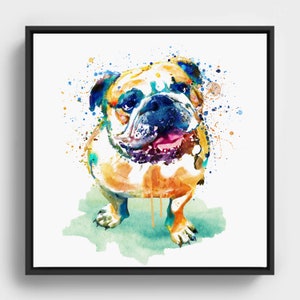 Funny Bulldog Watercolor Printable Art, British Dog Portrait Decor, Nursery Wall Art, English Bulldog Lover Gift, Instant Download