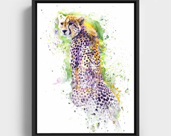 Resting Cheetah Watercolor Painting Printable Animal Art Cheetah Wall Art Feline Poster Big Cat Gift Cheetah Lover Africa Wildlife Decor