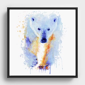 Polar Bear Watercolor, Arctic Wildlife Art, Printable Animal Painting, Digital Bear Illustration for Nature Lovers