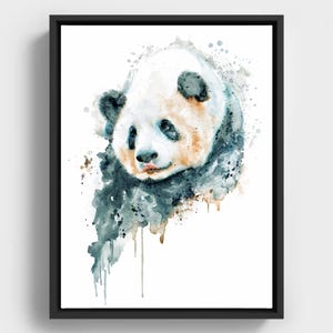Cute Panda Watercolor Painting, Printable Nursery Art, Baby Animal Illustration for Kids & Panda Lovers