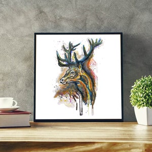 Elk Profile Watercolor Painting, Elk Portrait, Instant Download, Elk Head, Printable Animal Art, Wildlife, Wall Art, Gift Idea, Deer Lover image 6