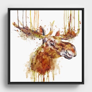 Earthy Moose Watercolor Portrait: Rustic Cabin Art (Digital Download)