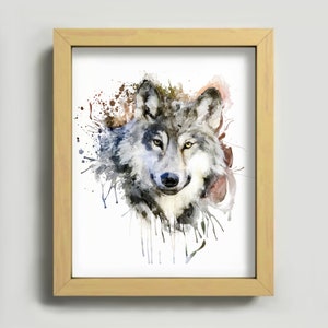 Printable Watercolor Wolf Head Portrait Wolf Decor Affordable Art With Wolves Watercolor Painting Wolf poster Forest Animal Wildlife Fauna image 9