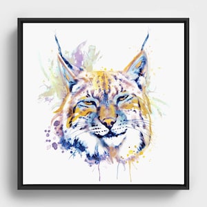 Bobcat Watercolor Portrait, Lynx Wildlife Wall Art, Forest Animal Decor, Bold Printable Painting, Animal Lover Gift Download