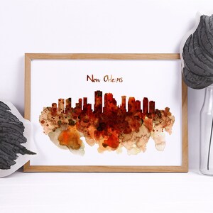 New Orleans Aquarell Stadt Skyline Printable New Orleans Abstrakte Minimalistische Wandkunst Urban Decor Louisiana New Orleans Liebhaber Geschenkidee Bild 9