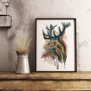 Elk Profile Watercolor Painting, Elk Portrait, Instant Download, Elk Head, Printable Animal Art, Wildlife, Wall Art, Gift Idea, Deer Lover image 9