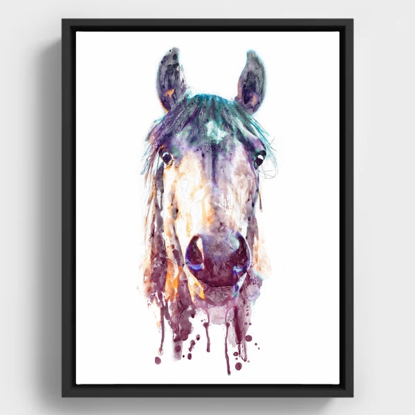 Horse Front Face Watercolor Painting, Printable Horse Portrait, Equestrian Nursery Decor, Domestic Animal, Farm House Wall Art, Horse Lover