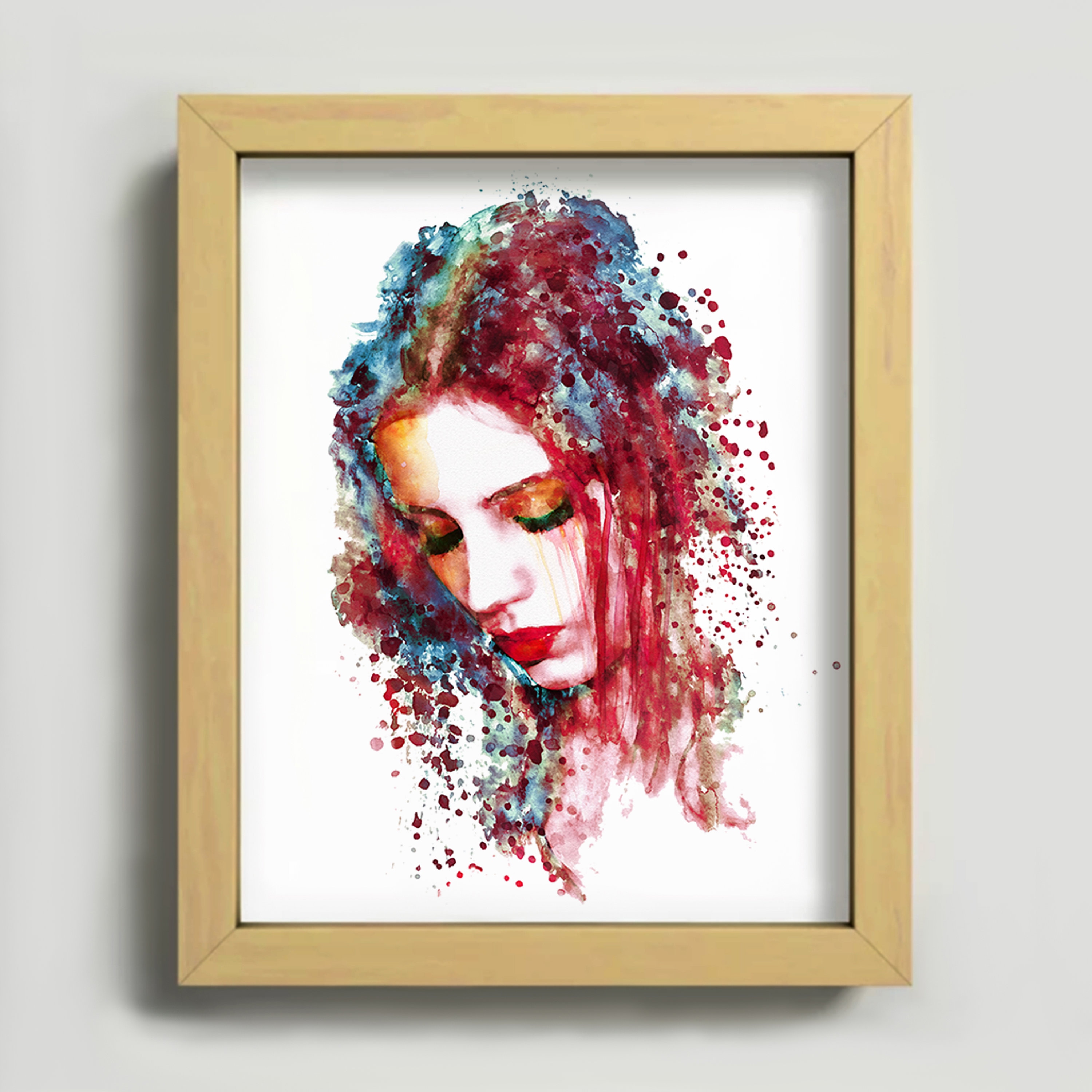 Sad Woman Watercolor Portrait Printable Crying Girl Painting - Etsy