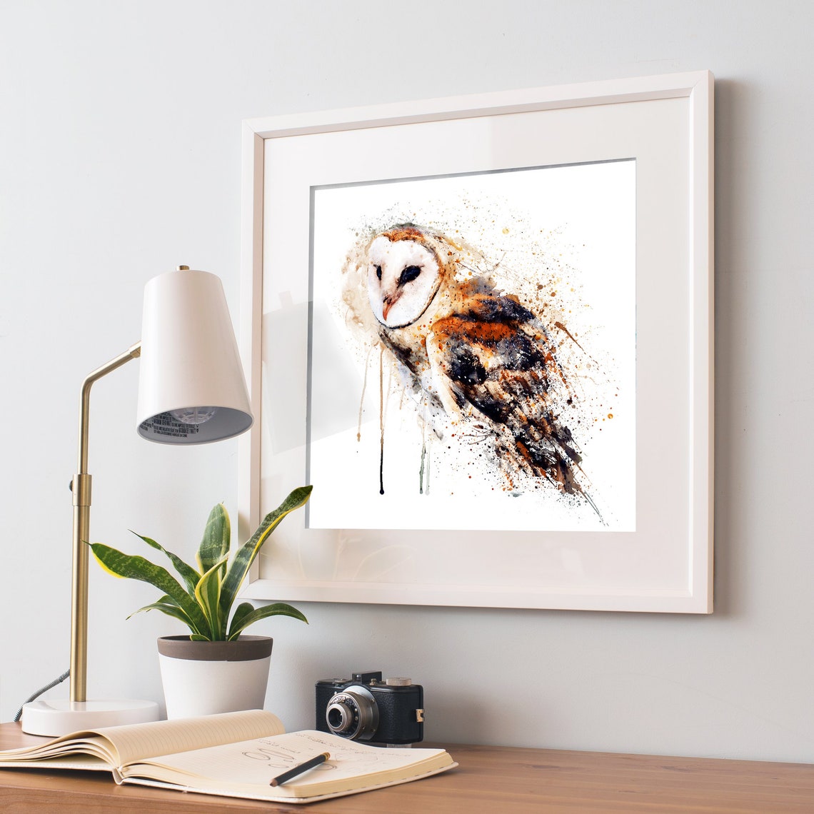 Barn Owl Watercolor Painting Downloadable Art Bird Wall - Etsy