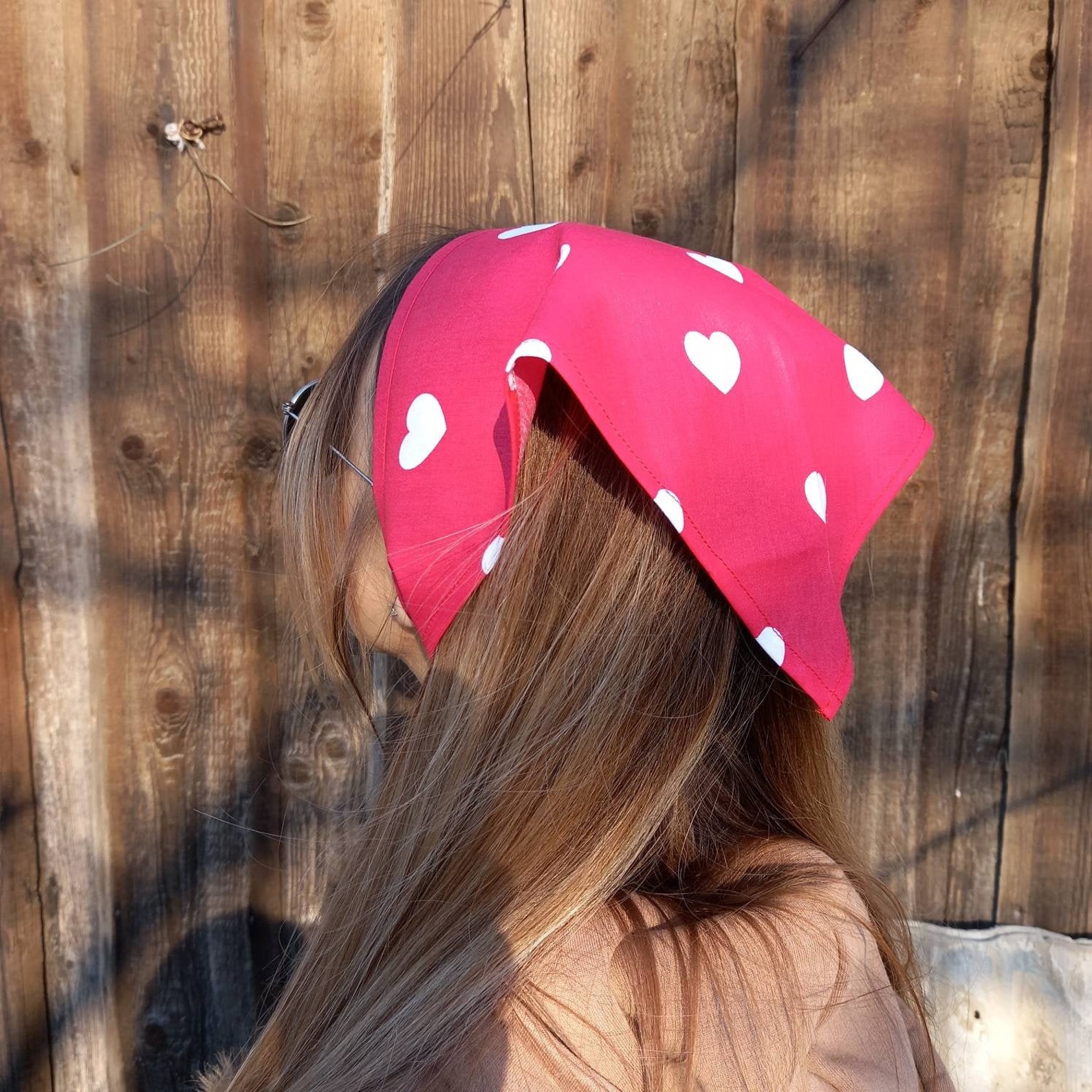 Red kerchief bandana headband kerchief with ties triangle Etsy