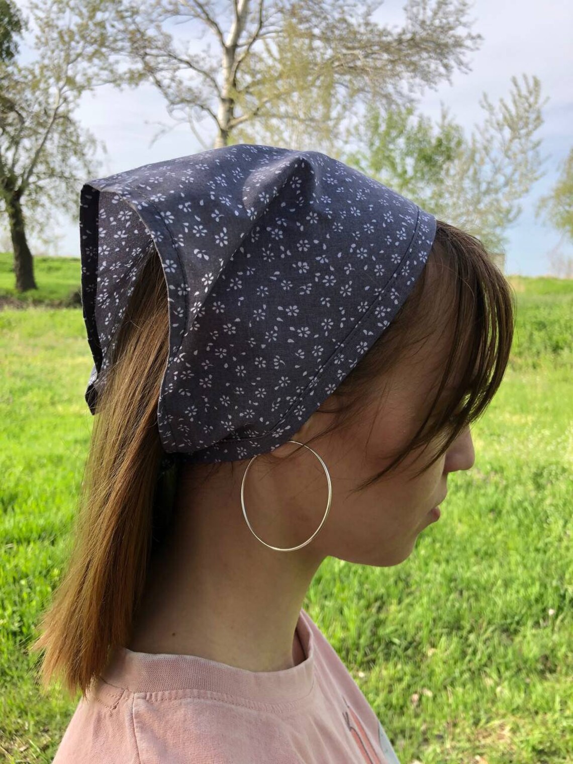 Cottagecore floral bandana kerchief headband triangle head Etsy