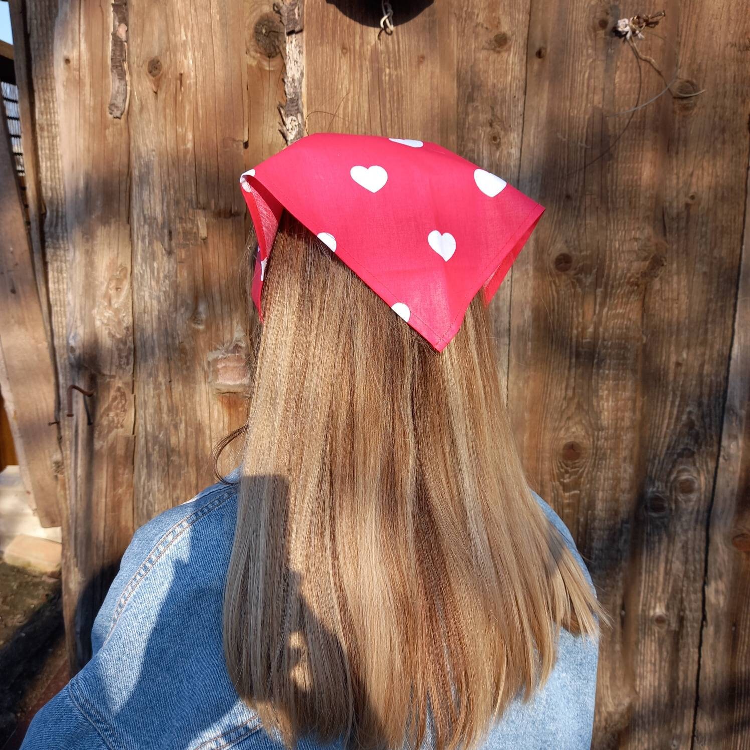 Red kerchief bandana headband kerchief with ties triangle Etsy