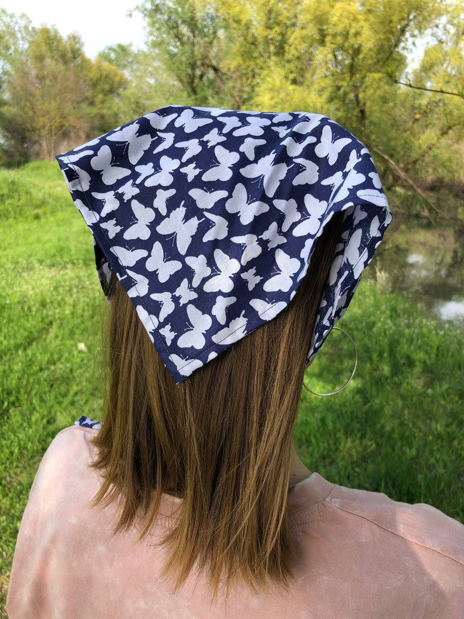 Butterfly bandana cottagecore headband triangle head scarf Etsy