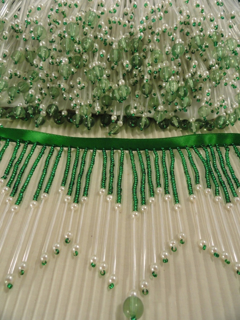 Beautiful Beaded Fringe Trim 4 Green Pearl& clear long Etsy